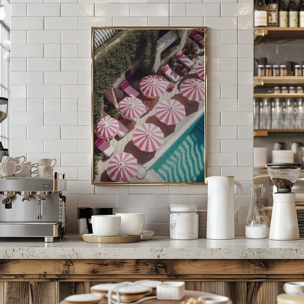 Glam Pool Pink Umbrella Poster