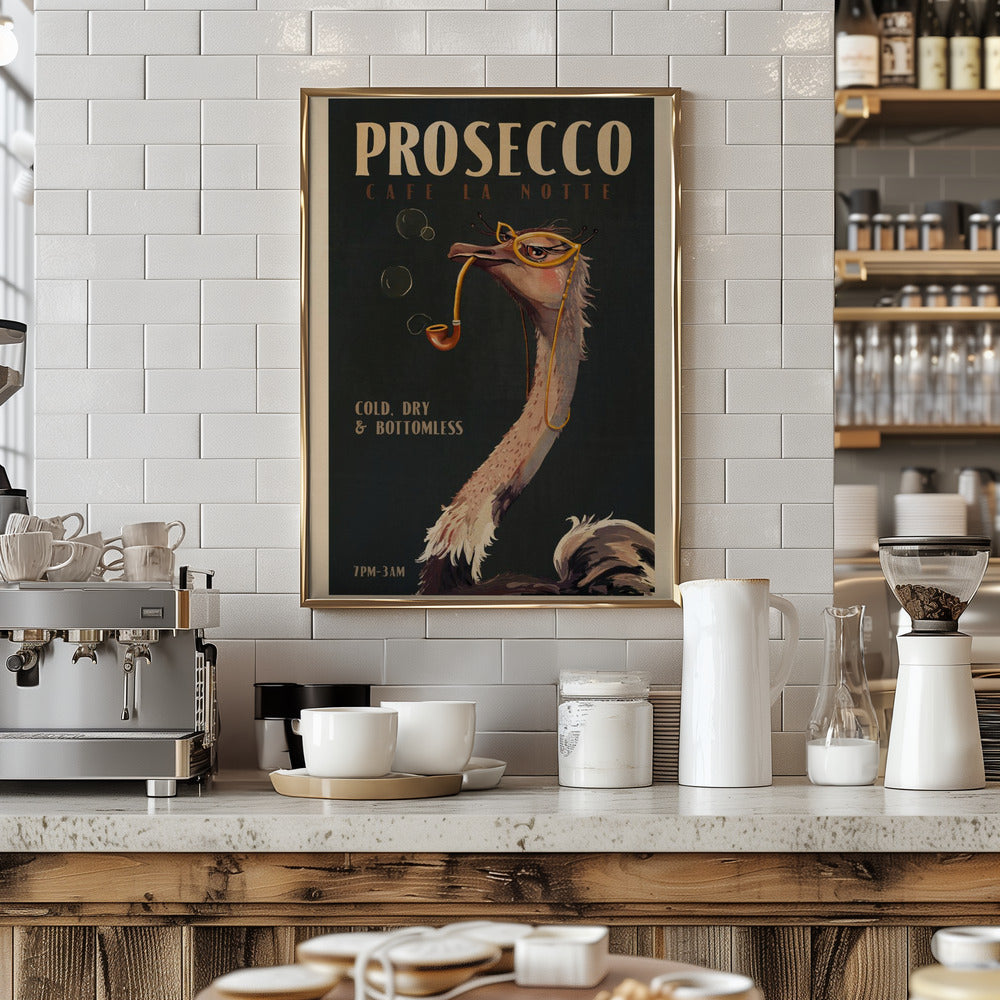 Art Deco Prosecco Wall Art Of An Ostrich Poster