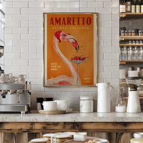 Amaretto Flamingo Art Deco Italian Cafe Travel Art Poster