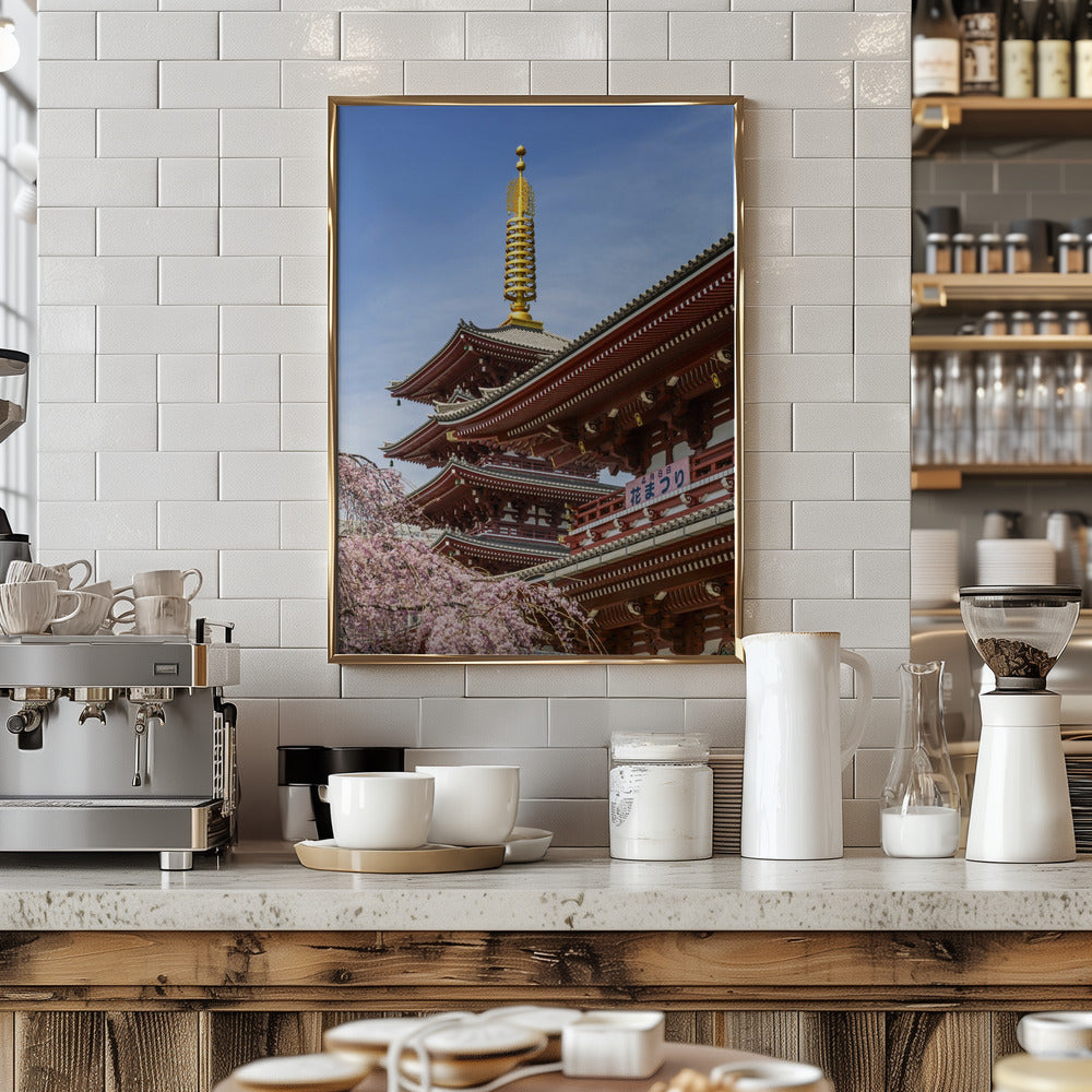 Charming Pagoda and Hozomon Gate of the Senso-ji temple in Tokyo Poster