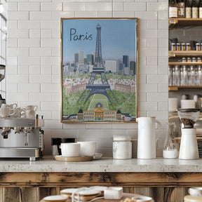 Eiffel Tower with Paris City in Background by Artist Carla Daly Poster