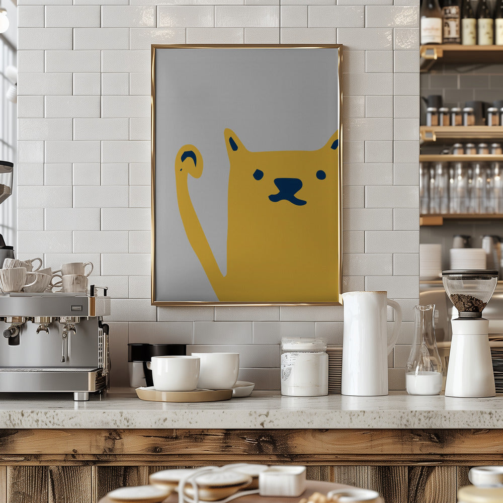 Cute Cat Yellow Poster