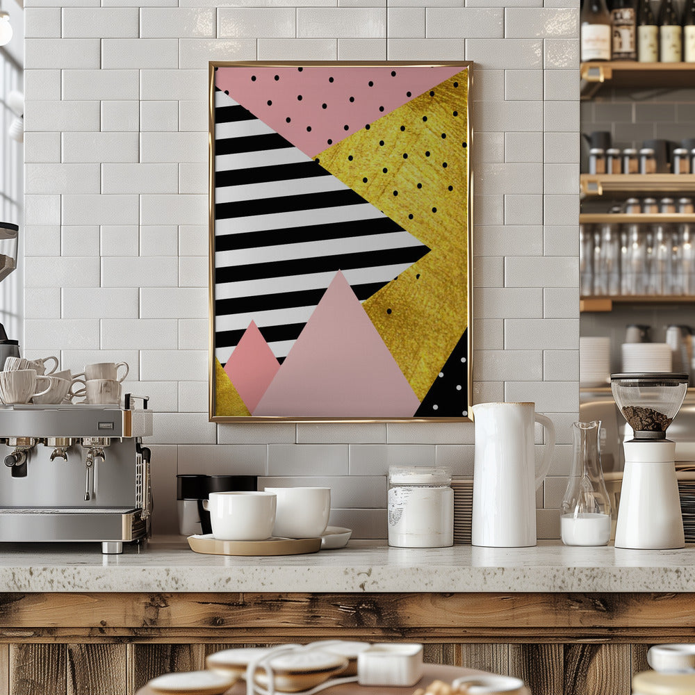 Gold Abstract Pink - Modern Geometric Poster