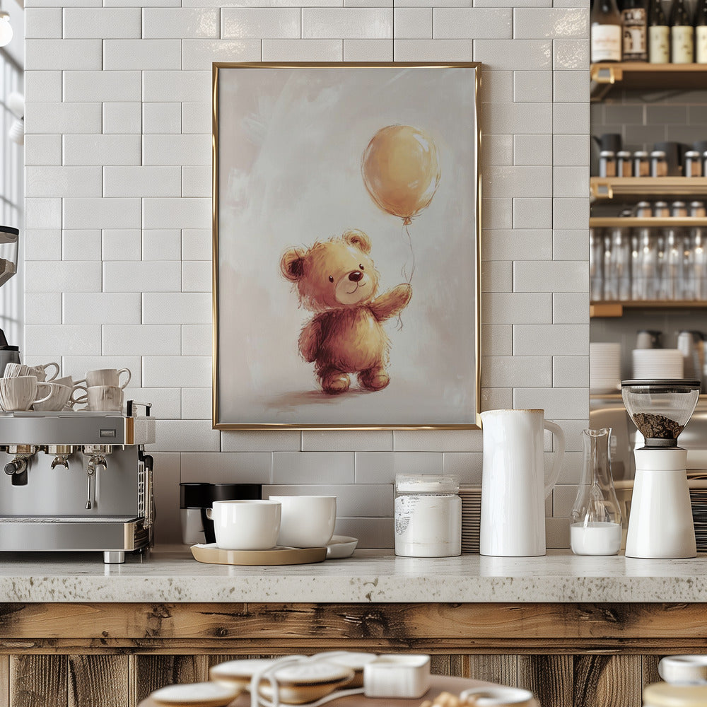 Teddy Bear and Balloon Poster