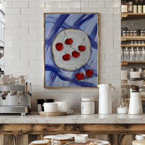 A Plate of Cherries Food Painting Poster