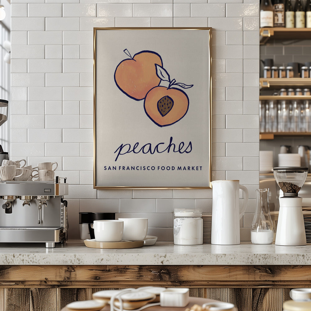 Food Art - Peaches San Francisco Food Market Poster