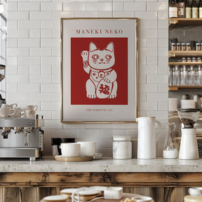 Maneki-Neko Cat Red Poster