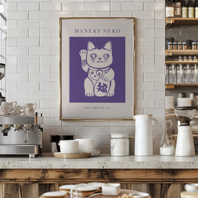 Maneki-neko Cat Purple Poster