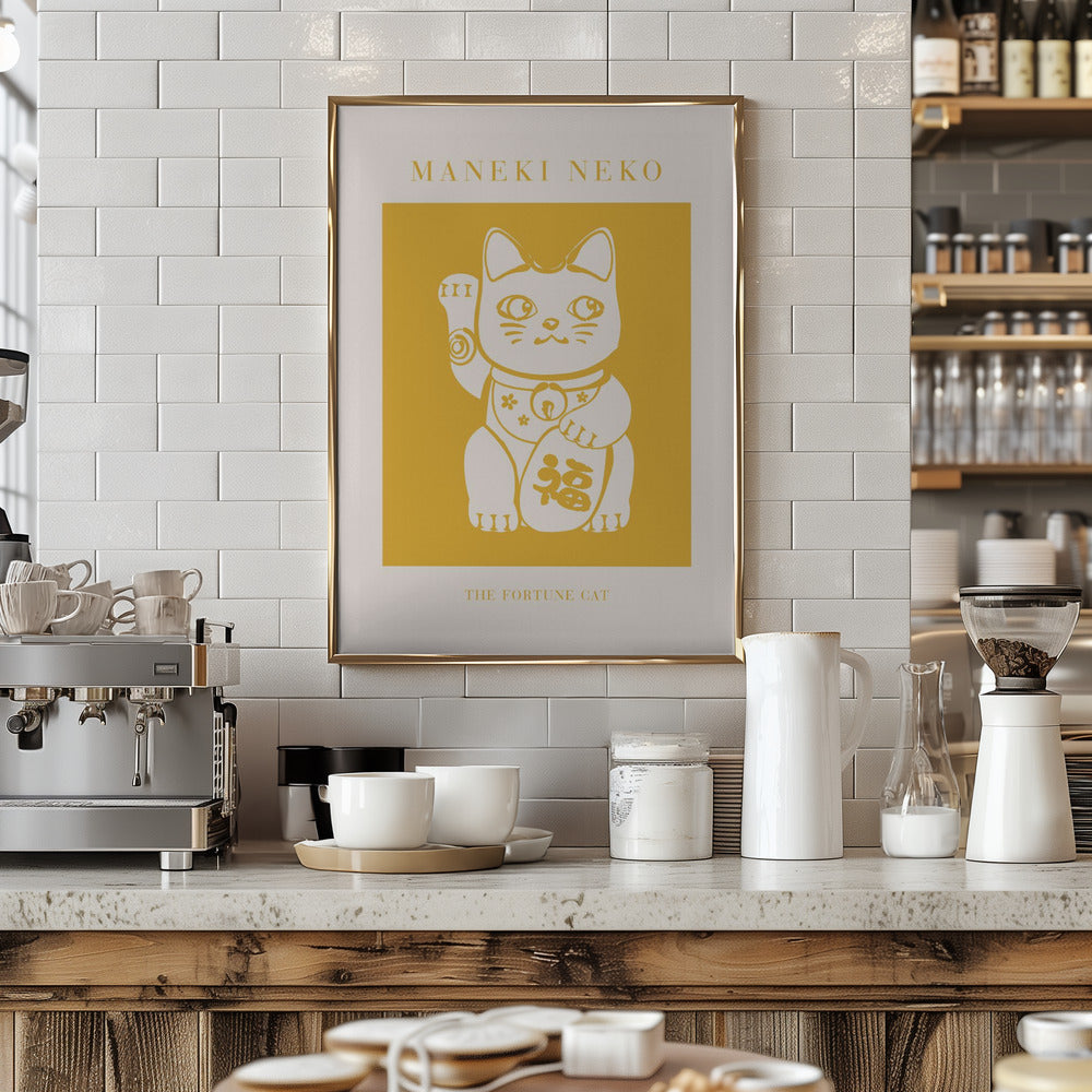 Maneki-Neko Yellow Cat Poster