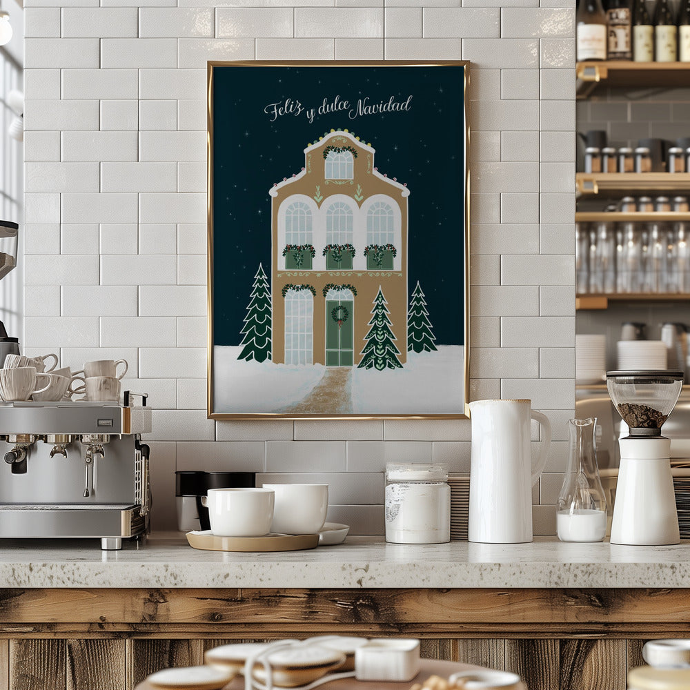 Starry gingerbread home - Feliz y dulce Navidad Poster