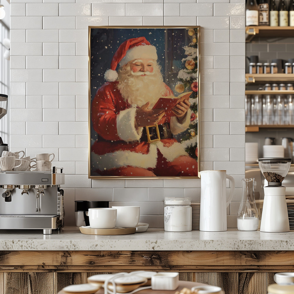 Santa Reading I Poster