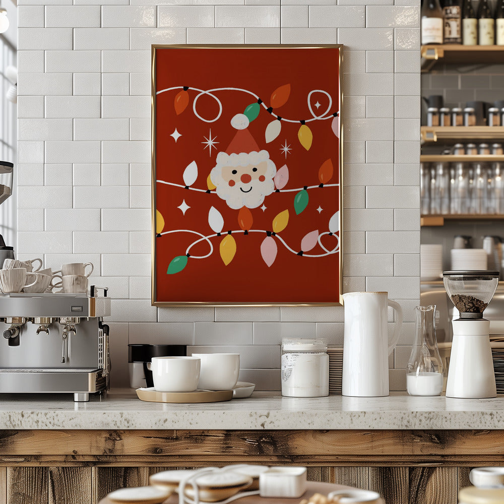 Holiday Christmas Santa Workshop Minimal Retro Red Poster