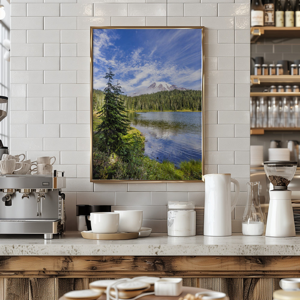 Impressive Mount Rainier and Reflection Lake Poster