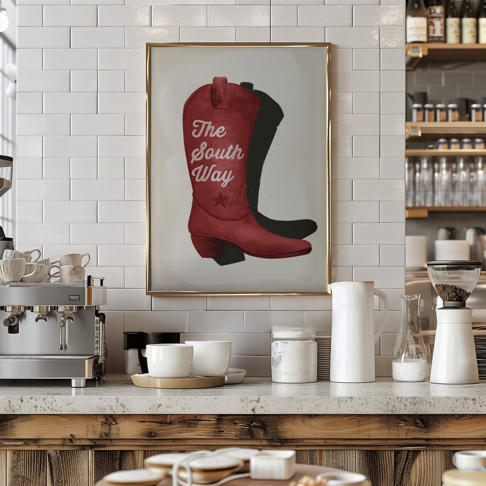 Cowgirl red boot print Poster