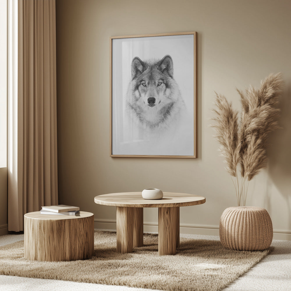 Portrait of a Timber Wolf Poster