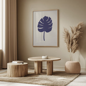 Monstera Leaf Dark Blue Poster