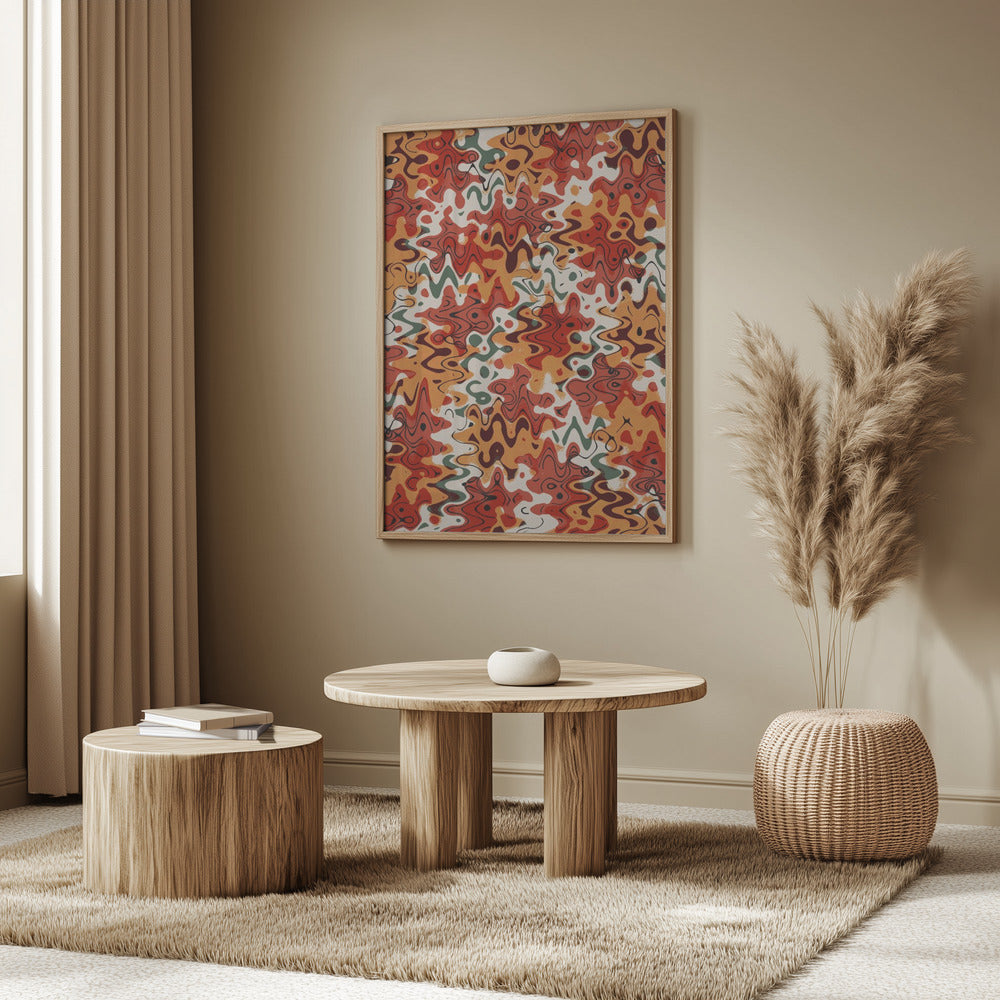 Liquid Red Orange Pattern Poster