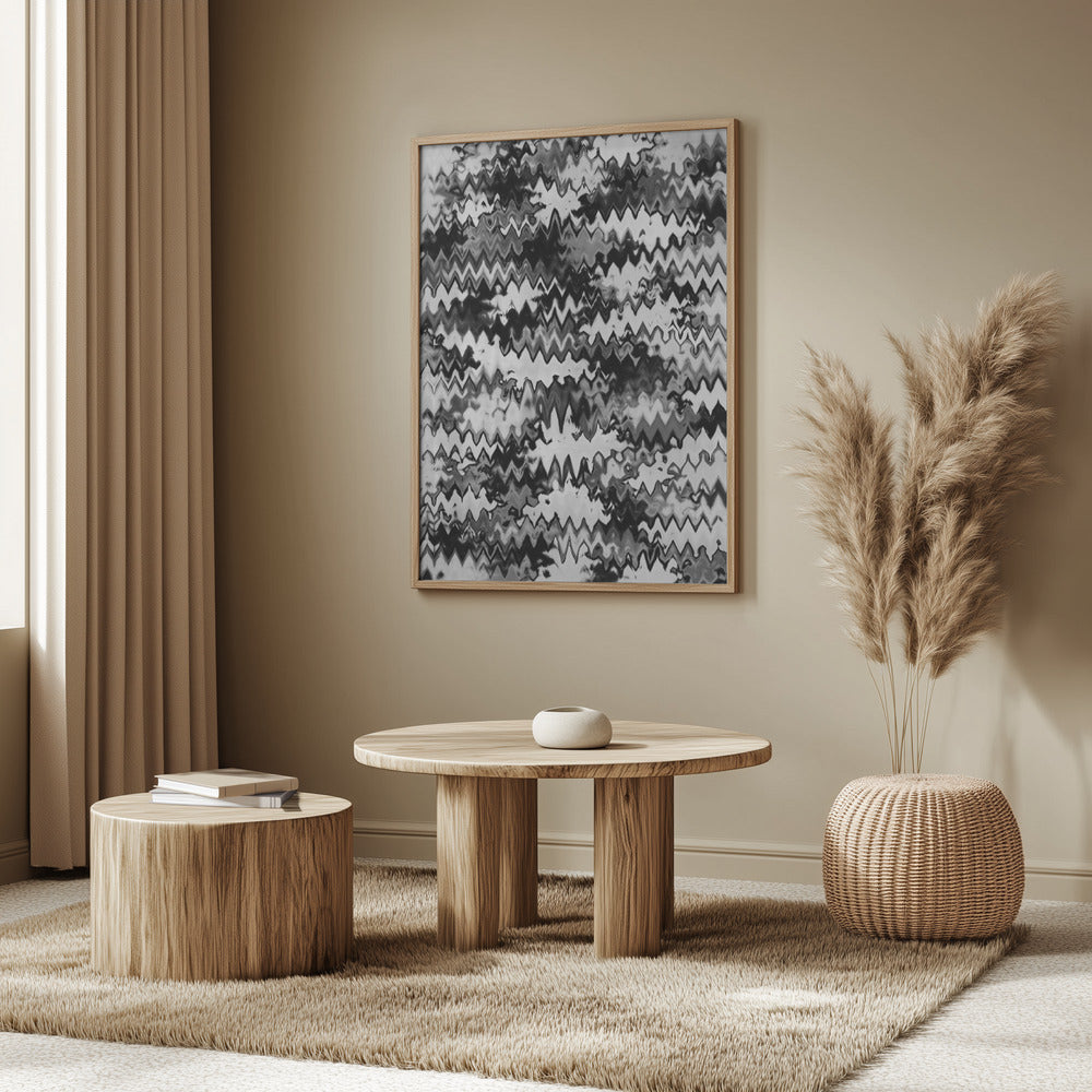 Black And White Zig Zag Pattern Poster