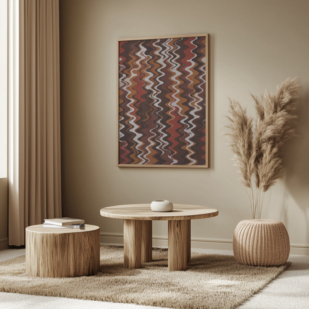 Red Earthy Waves Pattern Poster