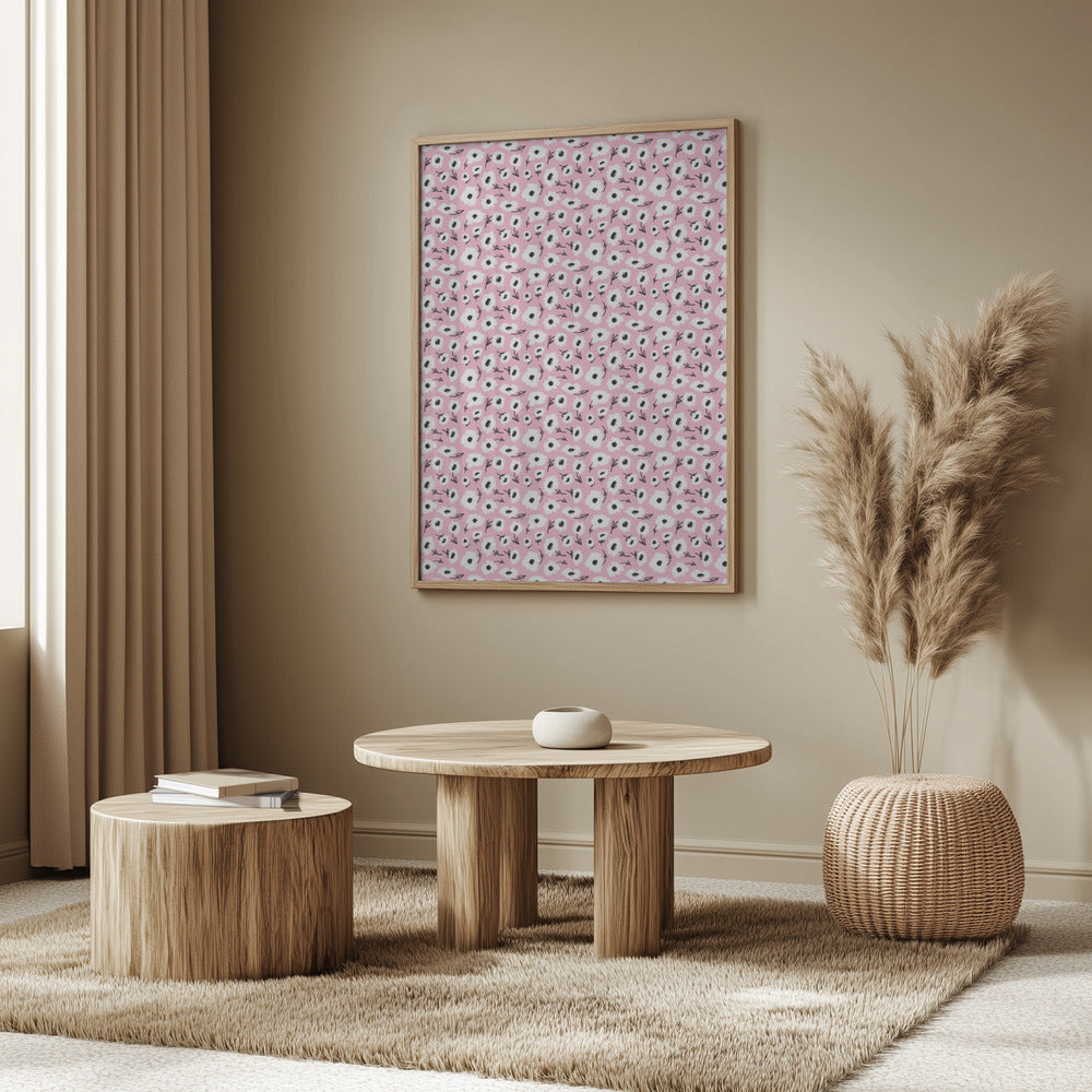 Cute Flowers On Pink Poster