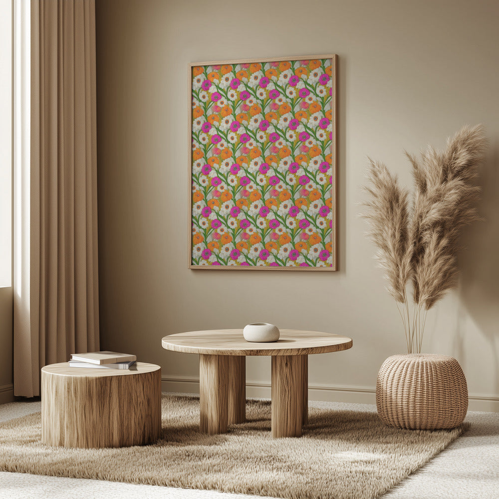 Stitched Flowers Pattern Poster