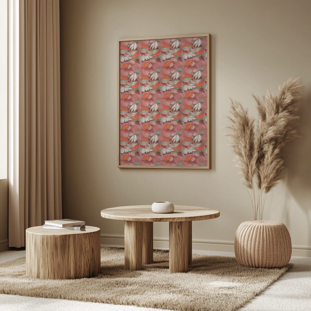 Orange Floral Pattern Poster