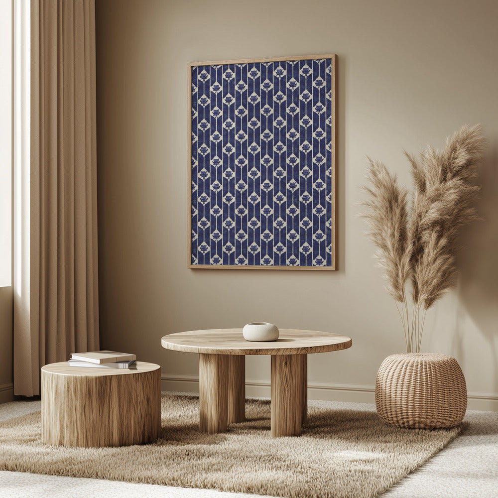 Stitches Blue Pattern Poster