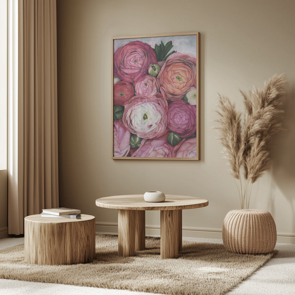 Arleth ranunculus bouquet in warm pink Poster