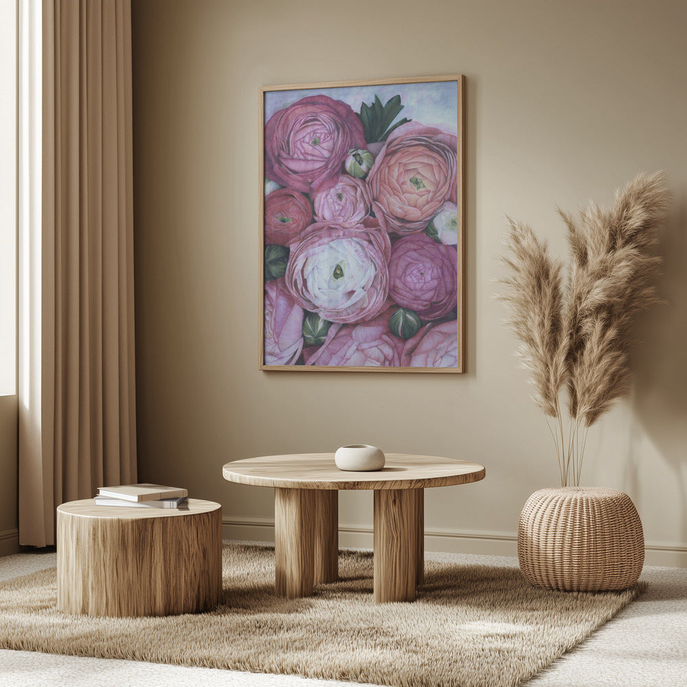 Arleth ranunculus bouquet in cold pink Poster