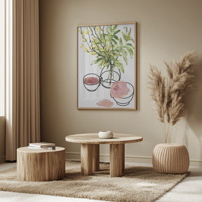 Vase, teacup, and rose Poster