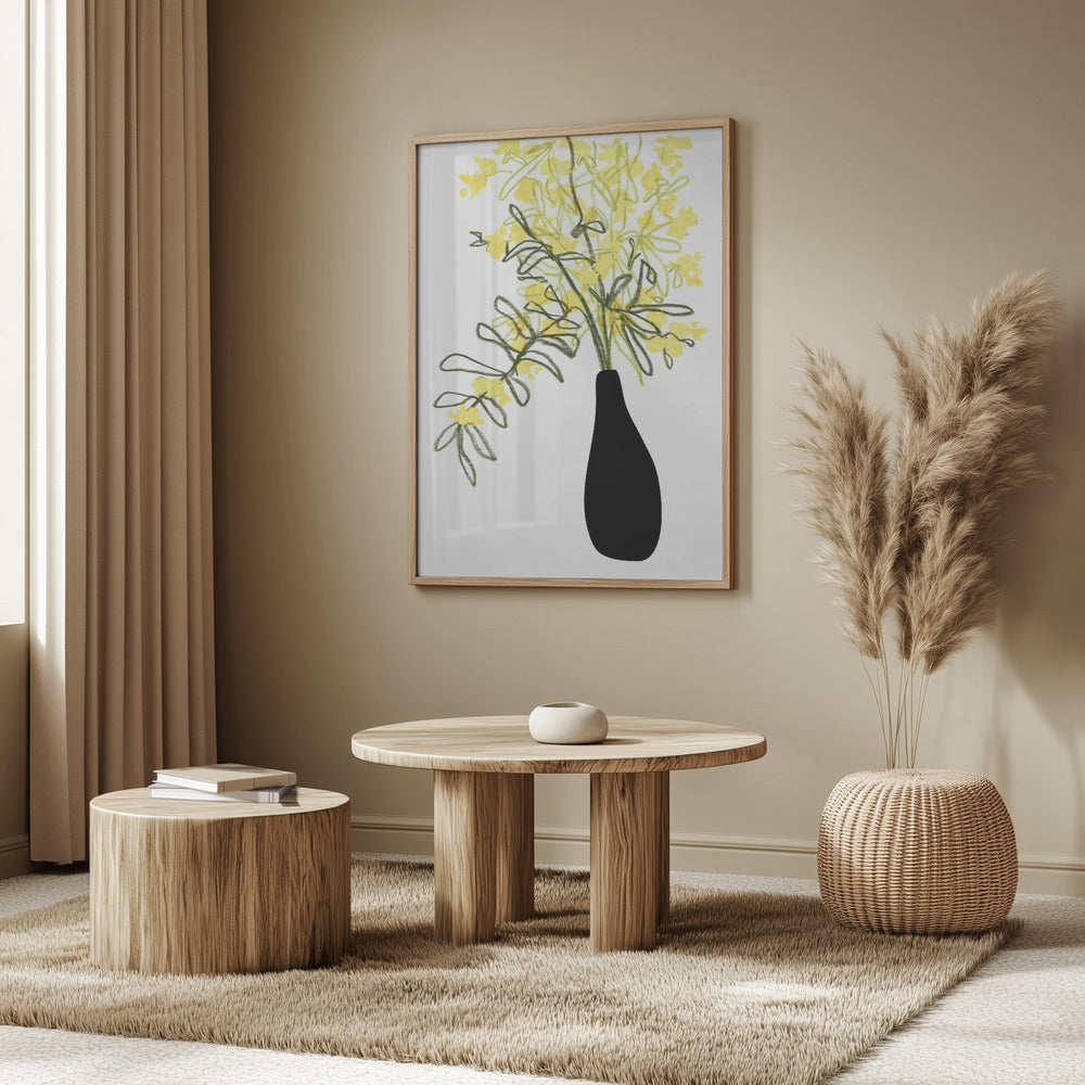 Yellow blooms in a vase Poster