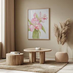 Pink watercolor alstroemeria Poster