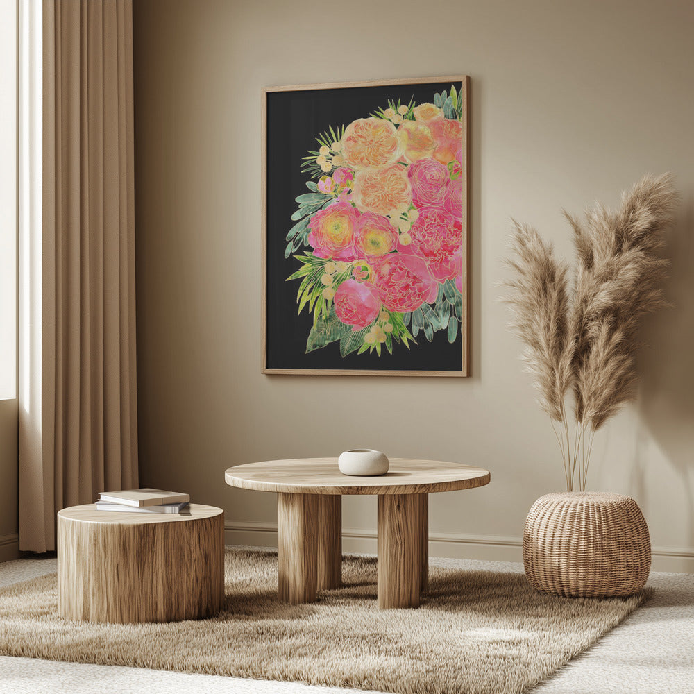 Rekha floral art in bright watercolor Poster