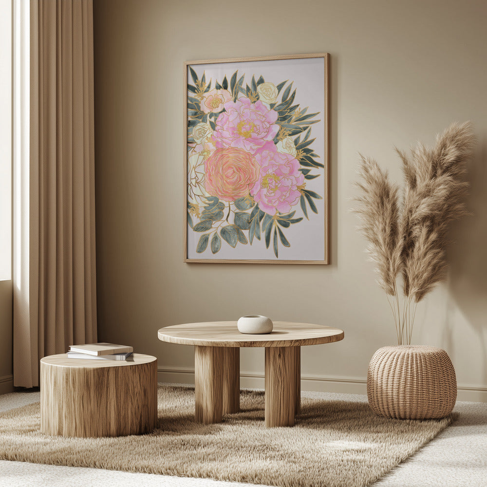 Nanette floral art in pastels Poster