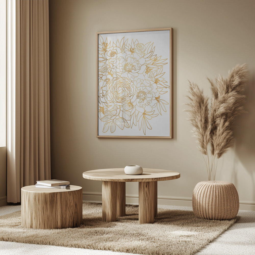 Nanette floral art in gold Poster