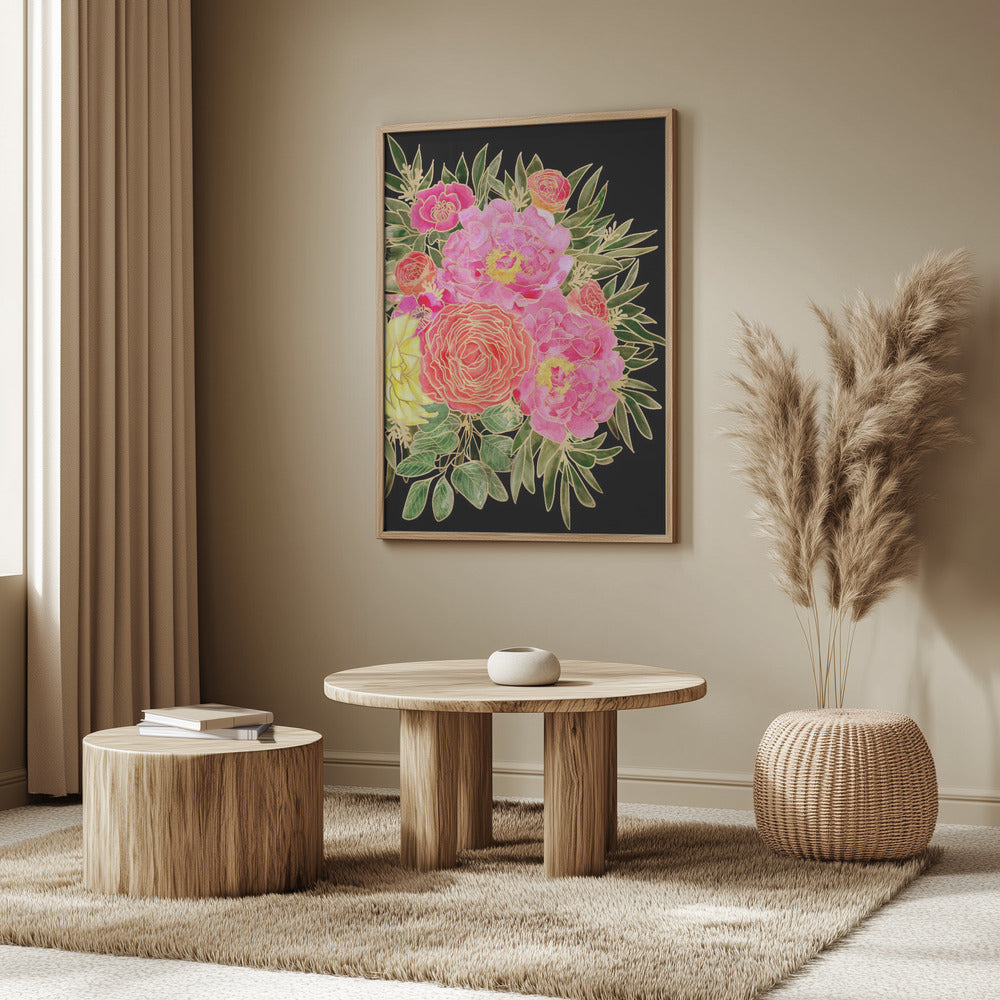 Nanette floral art in bright colors Poster