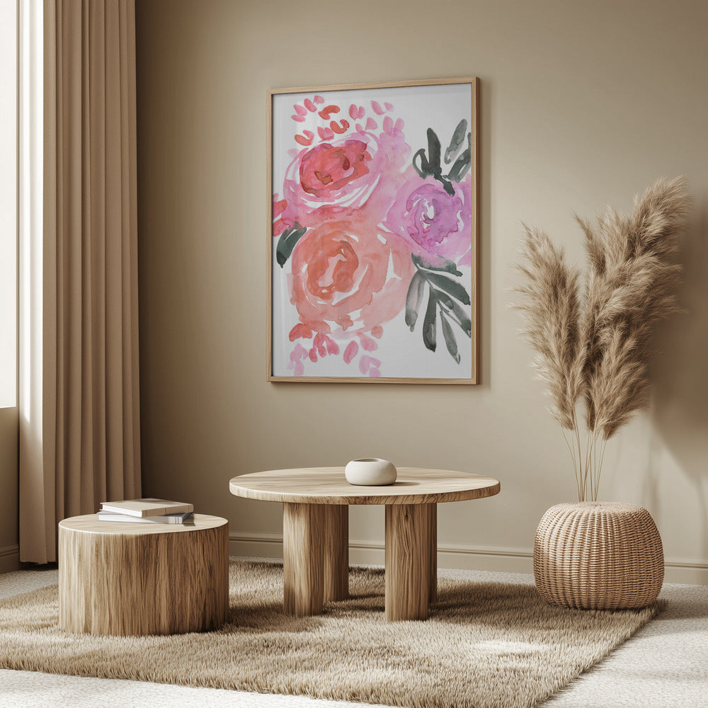 Maeko loose watercolor florals I Poster