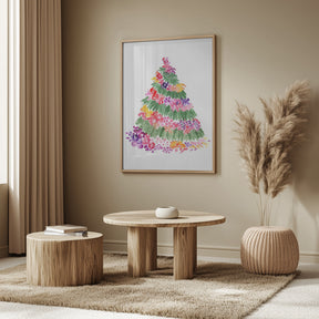 Floral watercolor Christmas tree Poster