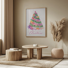 Floral watercolor merry Christmas tree Poster