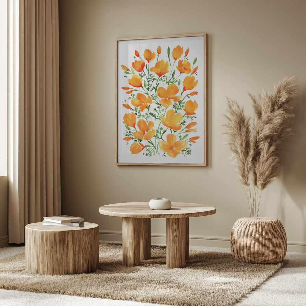 Watercolor California poppies Poster