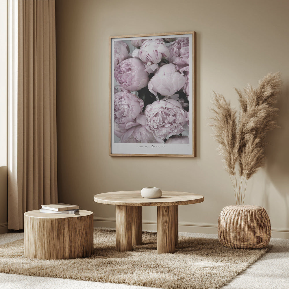 Smile and dream peonies Poster