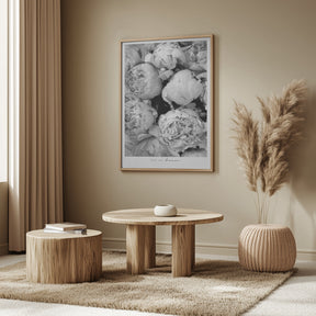 Smile and dream peonies BW Poster