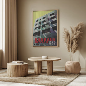 Bauhaus Dessau architecture in vintage magazine style VIII Poster