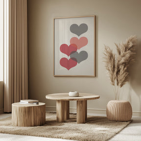 Mid century hearts in red Poster