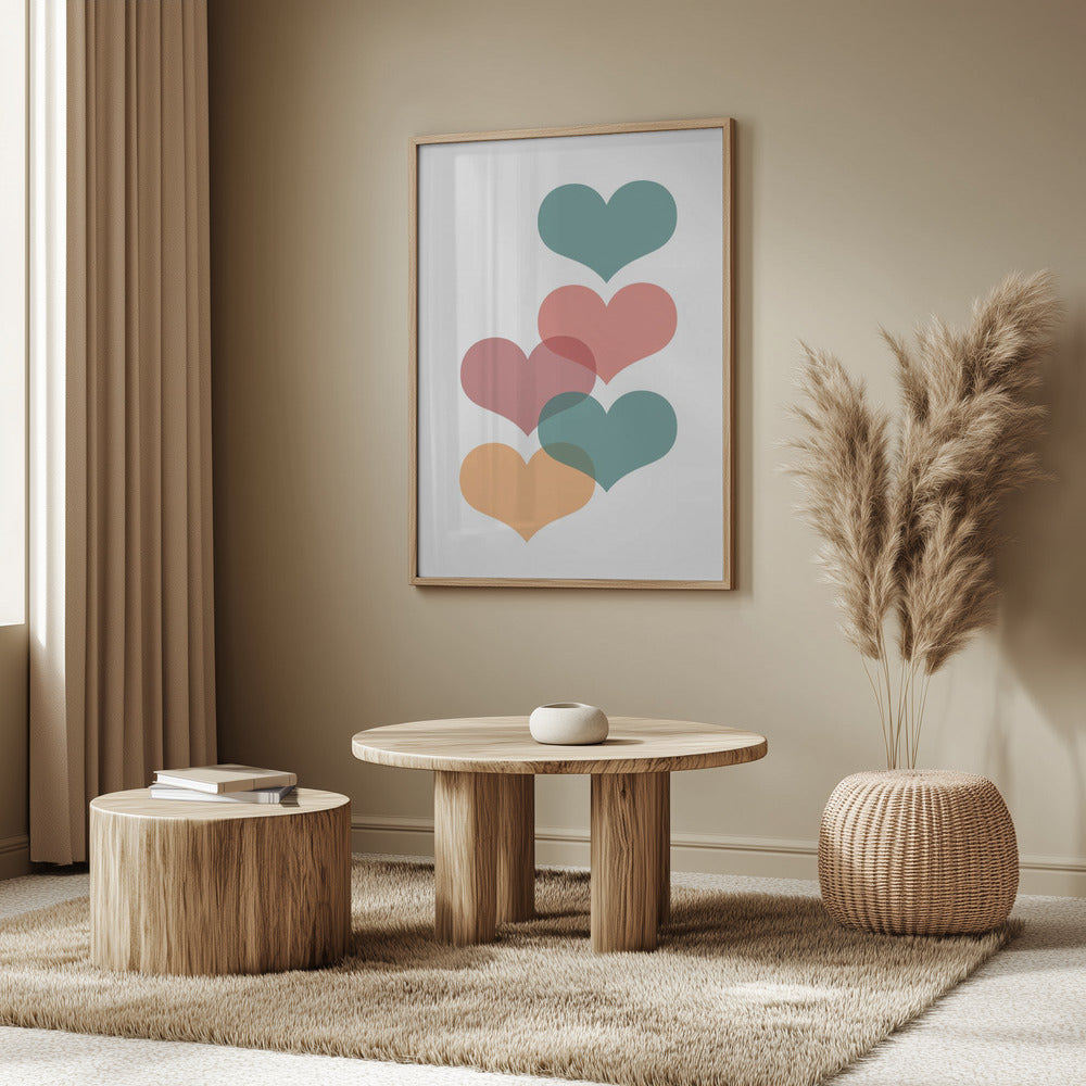 Mid century hearts Poster