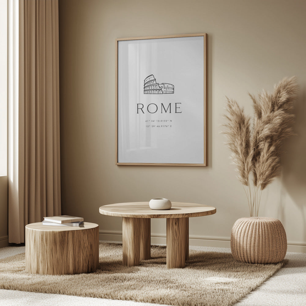 Rome coordinates with Colosseum sketch Poster