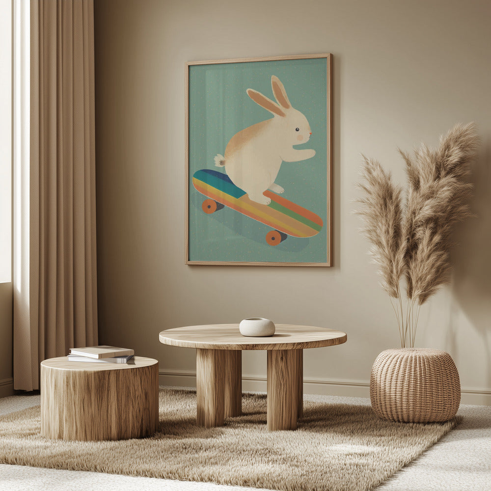 Bunny On Skateboard Poster