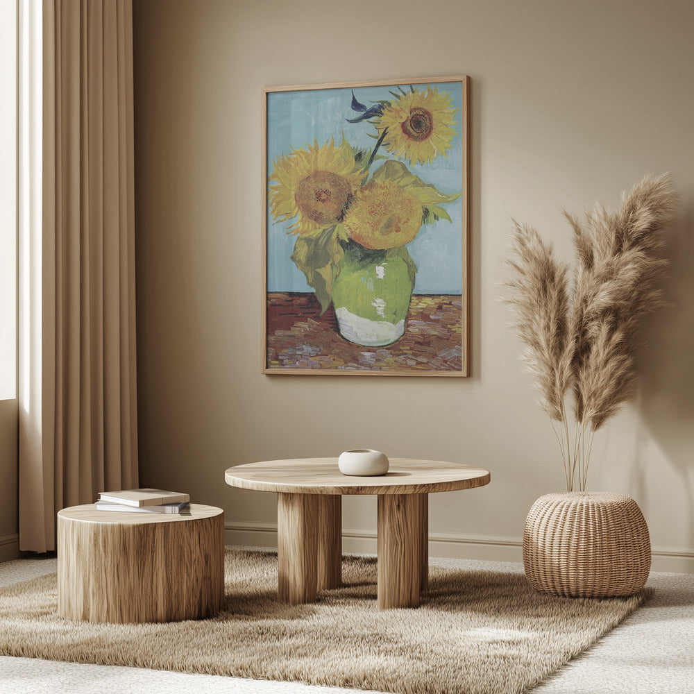 Vase With Three Sunflowers Poster