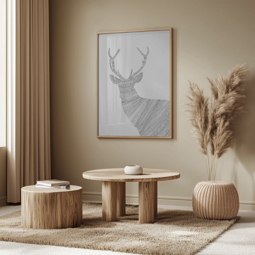 Stag Grey Poster