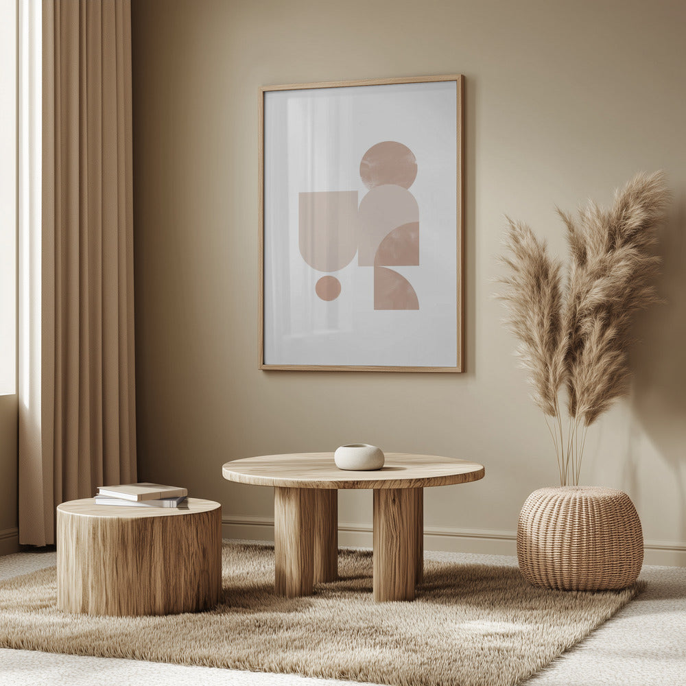 Beige Geometric Art Poster